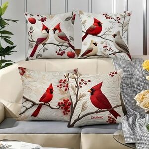 Cardinal Bird Throw Pillow Covers With PILLOW Inserts